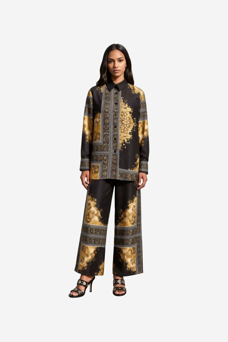 Jennyfer Abstract Shirt Collar Co-ord Set - Image 1