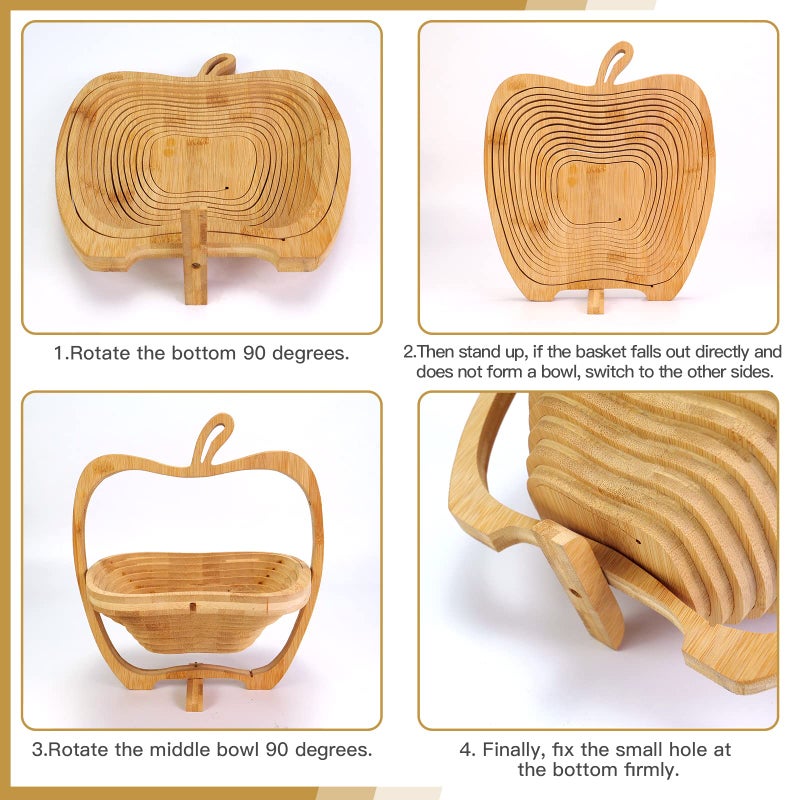 MYOSOTIS Foldable Fruit Basket Gift Snack Box Apple shape fruit bowl holder and Dried fruit basket For Halloween Holiday Party Christmas Decoration (Apple02) - Image 5