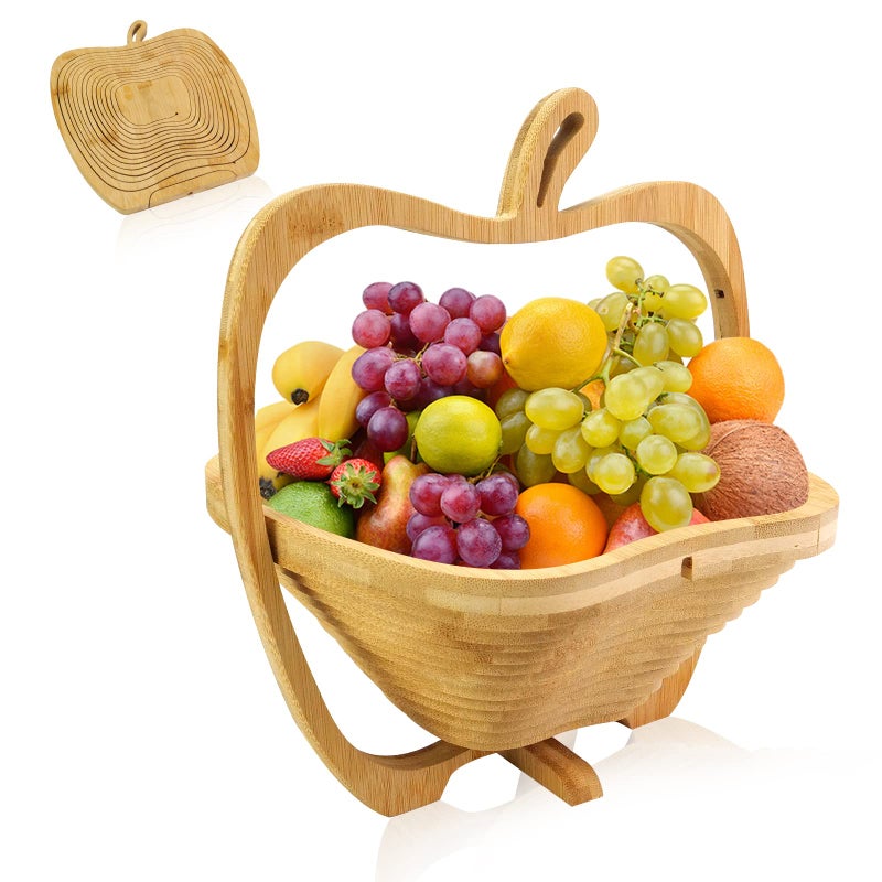MYOSOTIS Foldable Fruit Basket Gift Snack Box Apple shape fruit bowl holder and Dried fruit basket For Halloween Holiday Party Christmas Decoration (Apple02) - Image 1