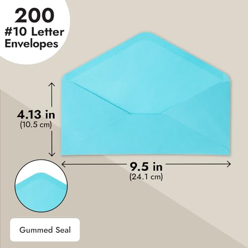 Sustainable Greetings Number 10 Letter Envelopes - Secure Gummed Seal Business, Colored & Wedding Envelopes - Party Mailers - Blue, Pack of 200, 4.125 x 9.5 In - Image 5