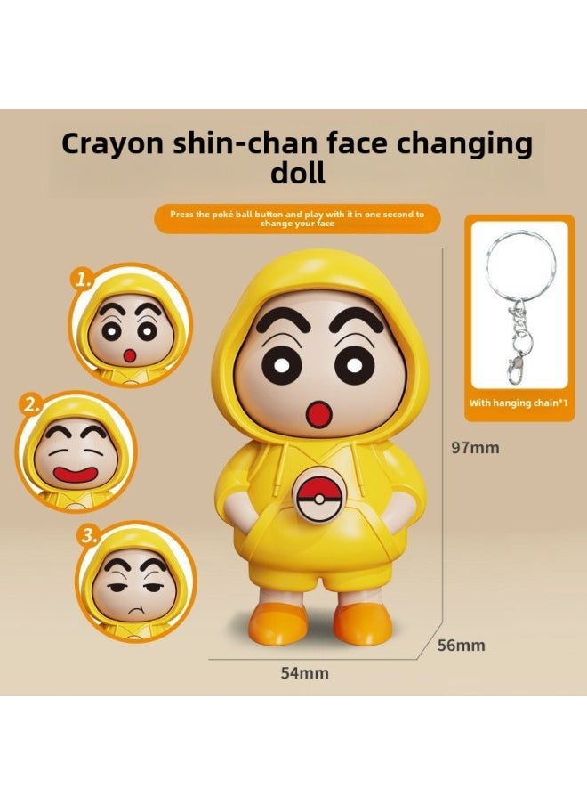 null - Xiao Xin Face-changing Doll Cartoon Q Meng Style Face-changing Doll Decompression Keychain Classic Small Toy-Color:Pink Melody Face Changing  Free Keychain - Image 1