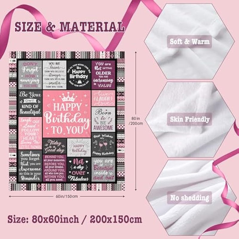 Loquat Birthday Gifts for Women Girls Throw Blanket 200x150CM, Happy Birthday Decorations for Women, Gifts for Her Unique, Womens Birthday Gift Ideas for Her Friend Mom Sister Grandma Wife - Image 5