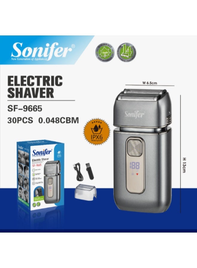 سونفير ماكينة حلاقة كهربائية سونيفير SF-9665 ABS ترددية قابلة لإعادة الشحن عبر منفذ USB، مزودة بشفرات مزدوجة عائمة مستقلة، أداة تشذيب اللحية - Image 3
