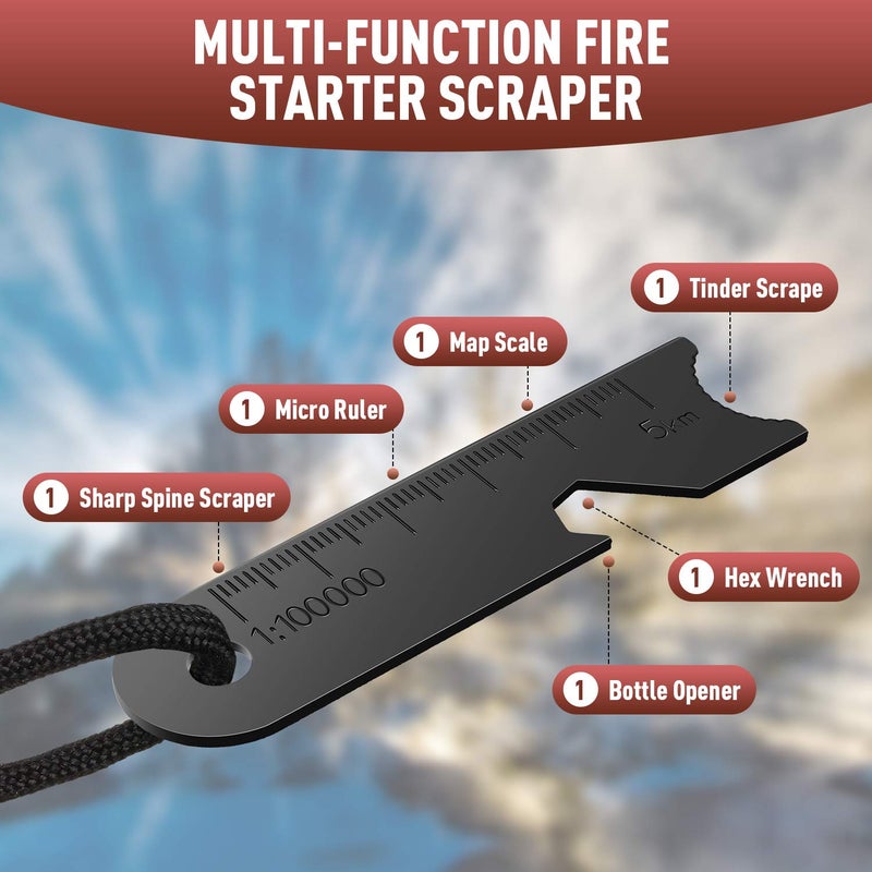 BBTO 10 Pieces Fire Rod Starter Ferrocerium Rod Striker Scraper Steel Flint for Survival Drilled Emergency Camping Hiking - Image 4