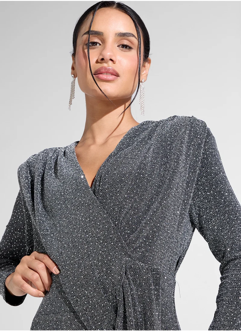 ايلا Long Sleeve Dress With Waist Detail