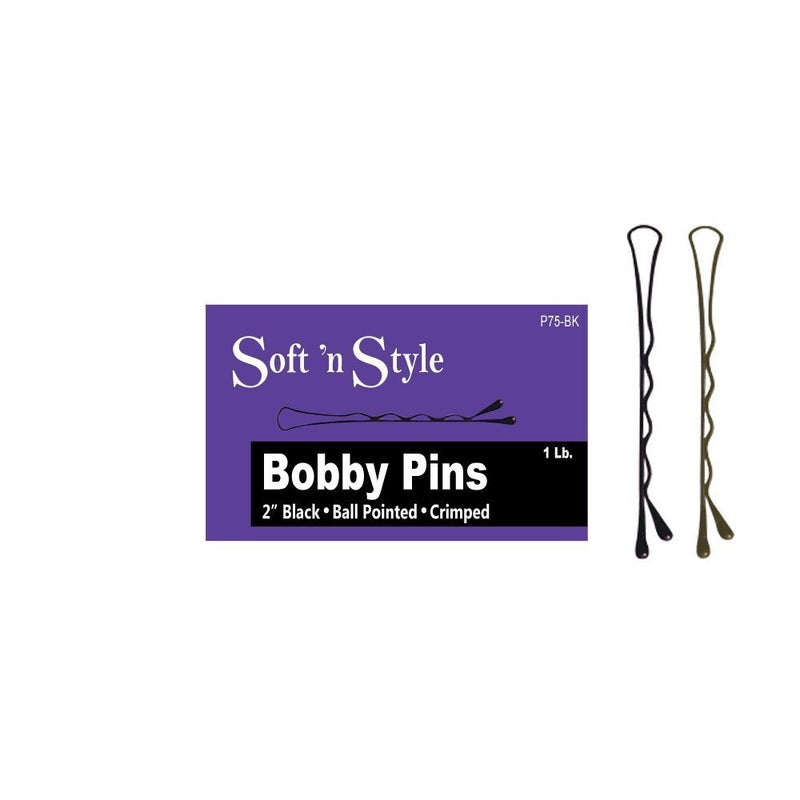 Soft N Style SOFT 'N STYLE Beauty Salon Spa Styling 2" Black Bobby Hair Pins 1 lb HC-P75BLK - Image 3