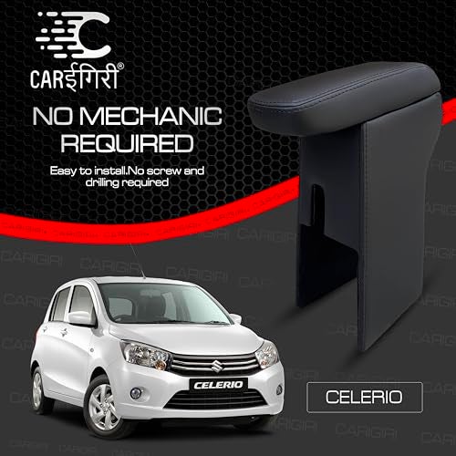 Carigiri Premium Finish Car Armrest with Storage Box And High Density Moulded Foam For Maruti Suzuki Celerio (Models-2014-2020) (All Colours,Nappa Leatherette) (Black With Black Double Stitching) - Image 5