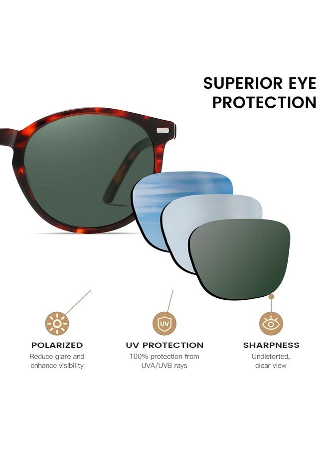Duco Retro Round Uv400 Polarized Sunglasses For Women Men Vintage Shades Classic Acetate Trendy Fashion Sunglass Dc1230 (Tortoise Frame G15 Green Lens) - Image 5
