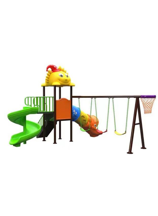 JSAITOYS Kids Outdoor Swing Slide Playset Plastic Commercial Basketball Hoop Playground Equipment Backyard  - Image 4