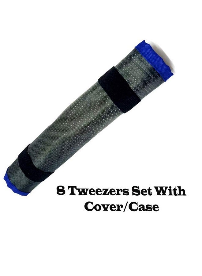 ATAR SET 8 TWEEZERS INCLUDING 4 NON-FIBER GRIP TWEEZERS, 2 PRONGS & 2 FIBER GRIP CROSSLOCK TWEEZERS WITH CASE - Image 3