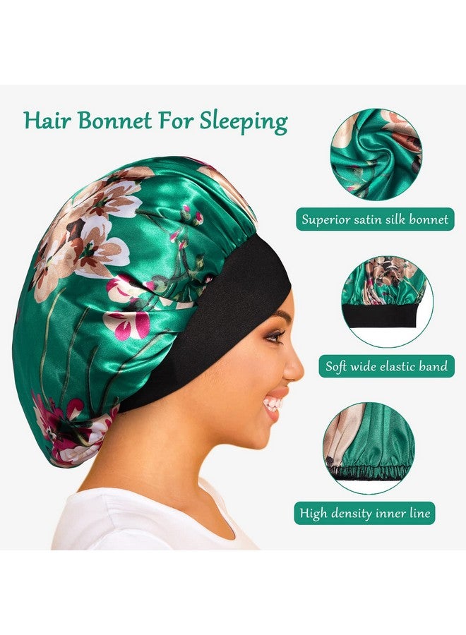 Roybens Satin Bonnet Silk Bonnet Hair Bonnet For Sleeping 4 Pack Bonnets For Black Women With Wide Elastic Band For Curly Hair - Image 4