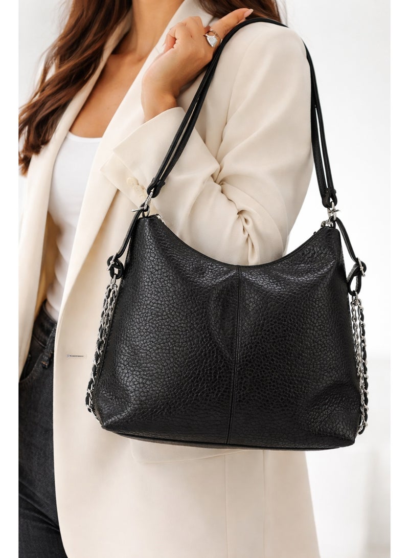 LIFESTYLISH Shoulder Bag Leather Very practical ZH-3 - Black - Image 3