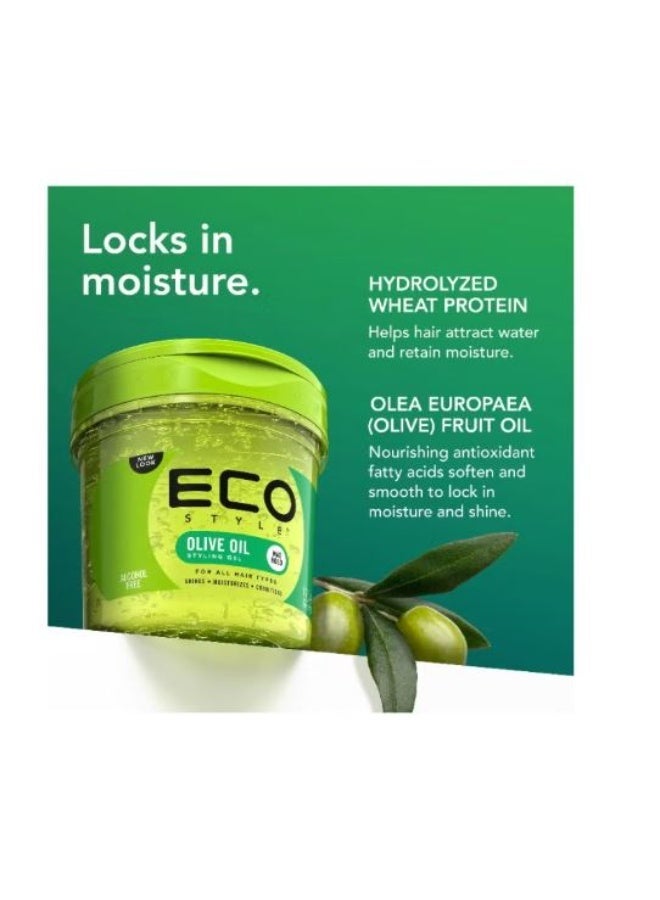 ECO Style Olive Oil Styling Gel 16 oz Alcohol Free Max Hold Hair Gel for All Hair Types, Shine, Moisture & Smooth Styling - Image 3