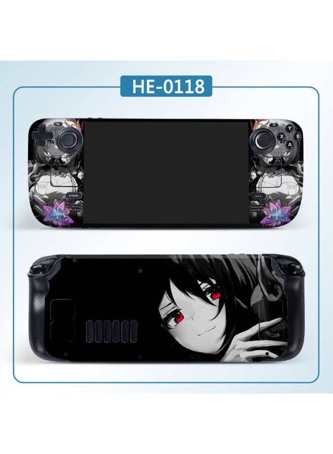 general For Steam Deck Handheld Machine Sticker Film Color Sticker Beauty Girl Protective Film Anti-Scratch Scrub All-inclusive Pain Sticker-Color:HE-0118 - Image 1