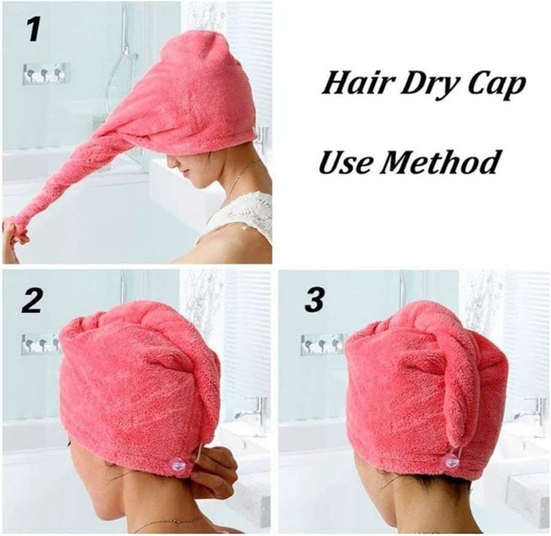 PRAHAJ Hair-Drying Absorbent Microfiber Towel/Dry Shower Caps/Bathrobe Hat/Magic Hair Wrap for Women (Multi Color)(Set of 2) - Image 5