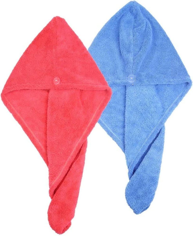 PRAHAJ Hair-Drying Absorbent Microfiber Towel/Dry Shower Caps/Bathrobe Hat/Magic Hair Wrap for Women (Multi Color)(Set of 2) - Image 1