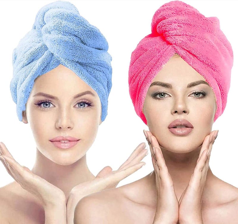 PRAHAJ Hair-Drying Absorbent Microfiber Towel/Dry Shower Caps/Bathrobe Hat/Magic Hair Wrap for Women (Multi Color)(Set of 2) - Image 4