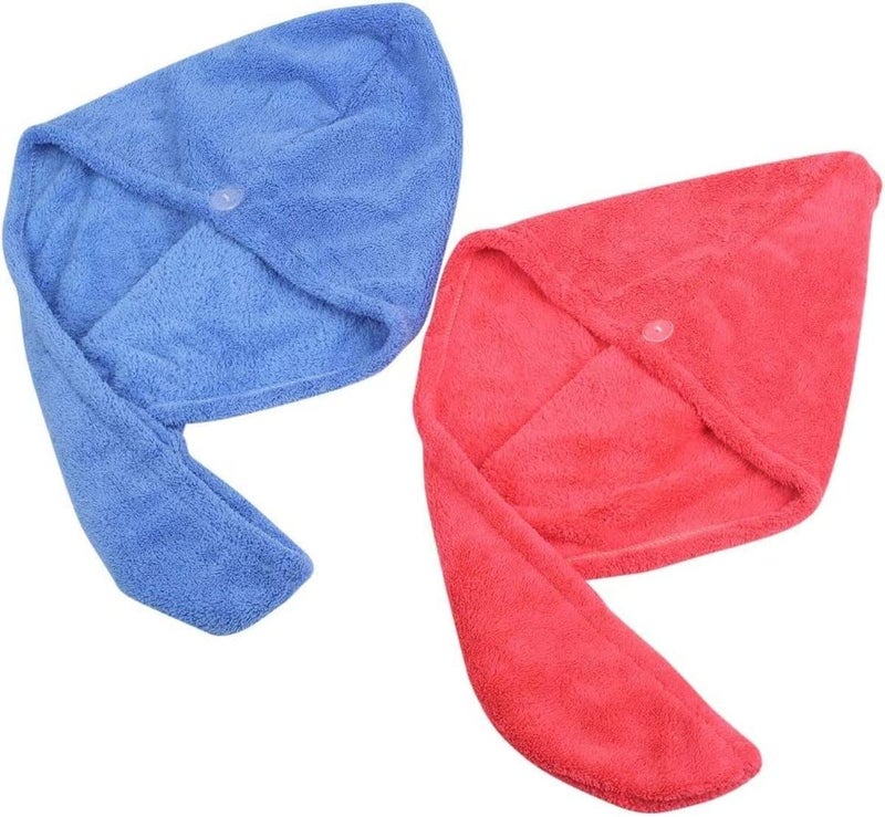 PRAHAJ Hair-Drying Absorbent Microfiber Towel/Dry Shower Caps/Bathrobe Hat/Magic Hair Wrap for Women (Multi Color)(Set of 2) - Image 2