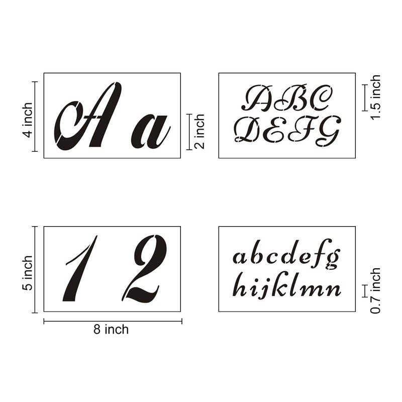 REOLAN Letter Stencils for Painting on Wood - 42 Pack Alphabet Stencil Templates with Numbers and Signs, Large Reusable Plastic Stencils in 2 Fonts and 132 Designs for Wood Burning & Wall Art - Image 2