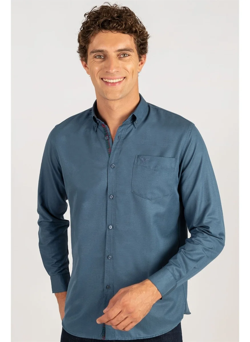Tudors Classic Fit Button Collar Cotton Easy Iron Oxford Plain Men's Shirt