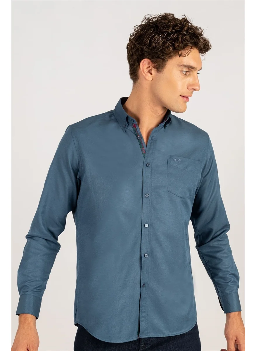 Tudors Classic Fit Button Collar Cotton Easy Iron Oxford Plain Men's Shirt