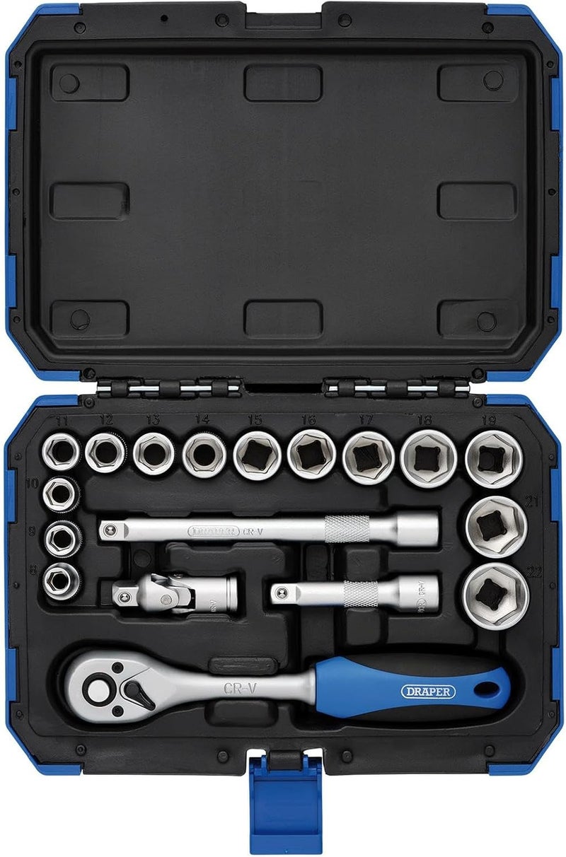 Draper Expert 18 Piece Metric Socket Set with Ratchet Tool and Case - Image 2
