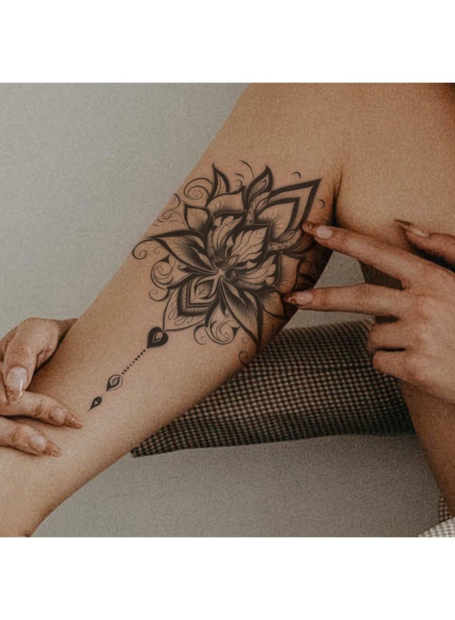 Ethnic Style Lotus Large Area Disposable Water Transfer Tattoo Stickers  - Image 3