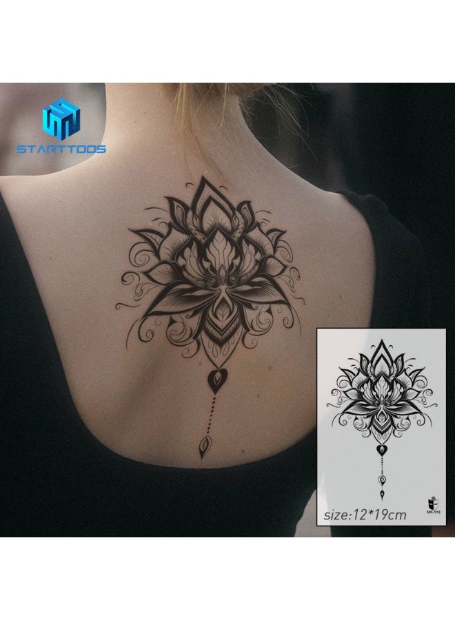 Ethnic Style Lotus Large Area Disposable Water Transfer Tattoo Stickers  - Image 1