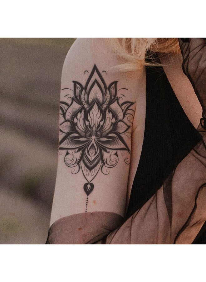 Ethnic Style Lotus Large Area Disposable Water Transfer Tattoo Stickers  - Image 2