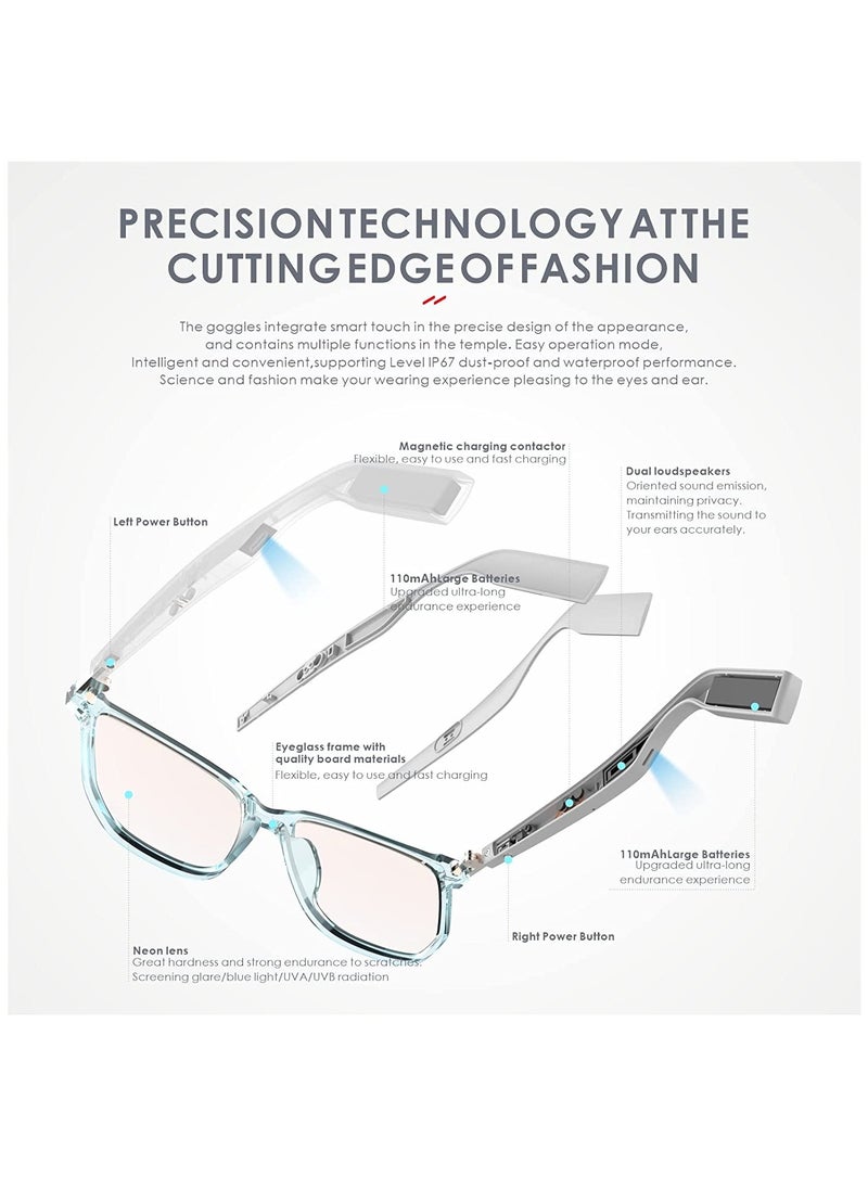 KASTWAVE Bluetooth Glasses, Smart Audio Glasses with Microphone, Anti-Blue Light Lens Open Ear Speaker with Bluetooth Connectivity for Gaming Meeting Traveling Driving  - Image 3