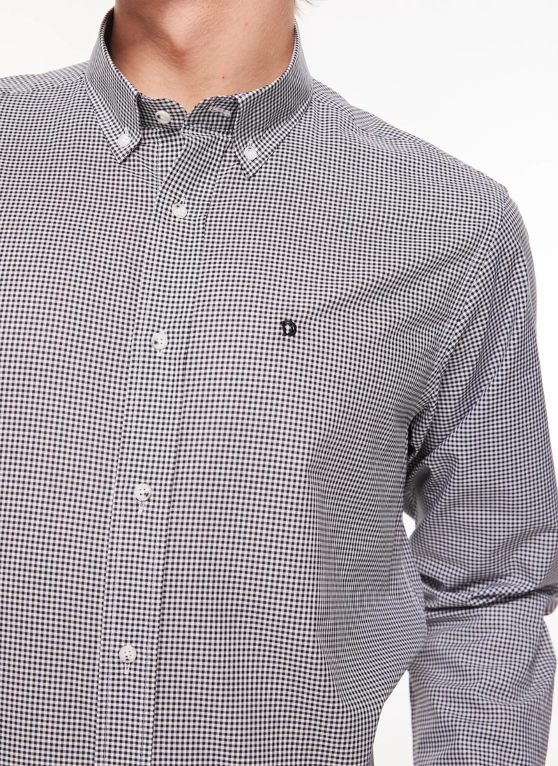 Dufy Regular Fit Button Collar Black Men's Shirt DU1234013010