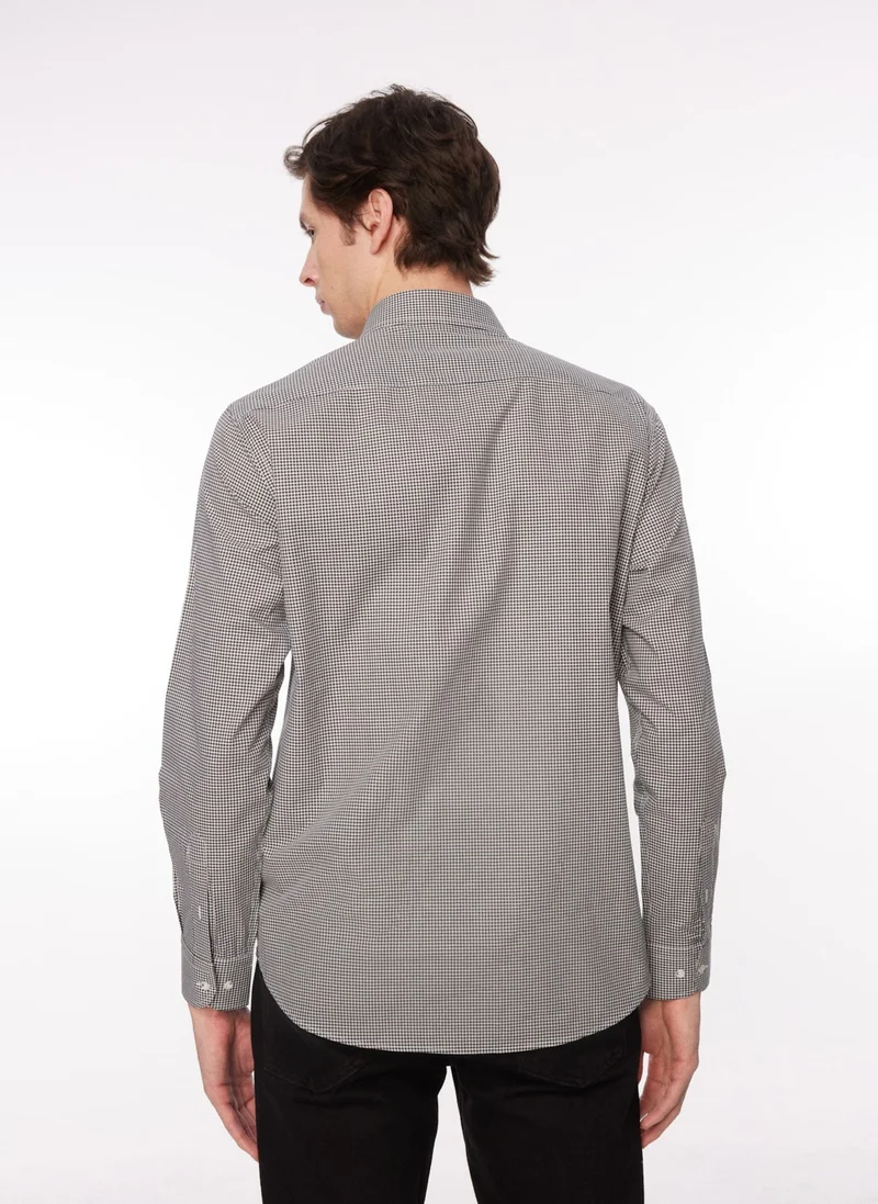 Dufy Regular Fit Button Collar Black Men's Shirt DU1234013010