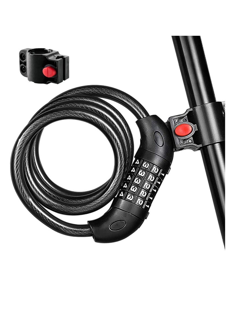 SYOSI Bike Lock Security Anti Theft Bicycle Chain Lock Open with Password High Security Digit Resettable Combination Coiling Cable Lock Best for Bicycle Outdoors  - Image 1