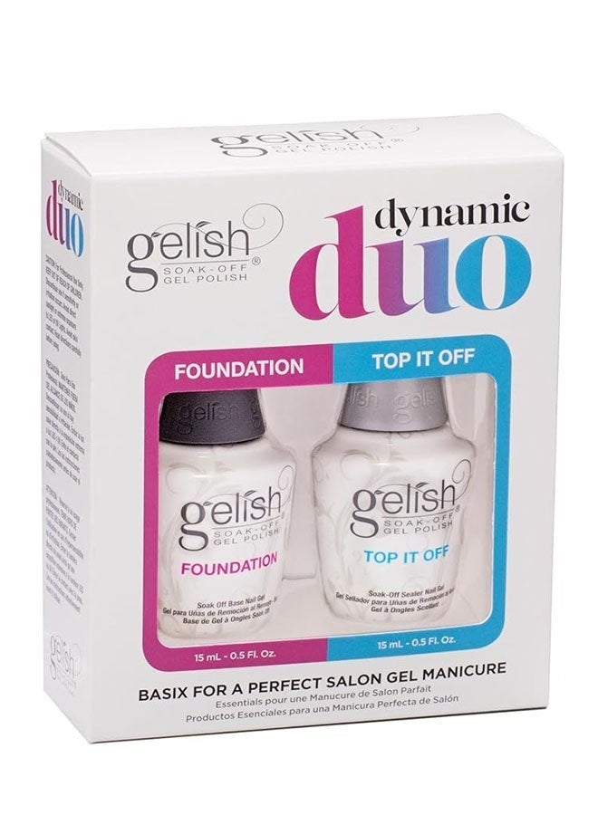 Gelish No Wipe Top Coat Base Coat Soak Off UV LED Drying Long Lasting Shiny Nail Varnish Set, UV/LED Drying, High Shine Finish and No Chips, Nail Polish Kit, Quick Dry Gel Varnish - Image 1