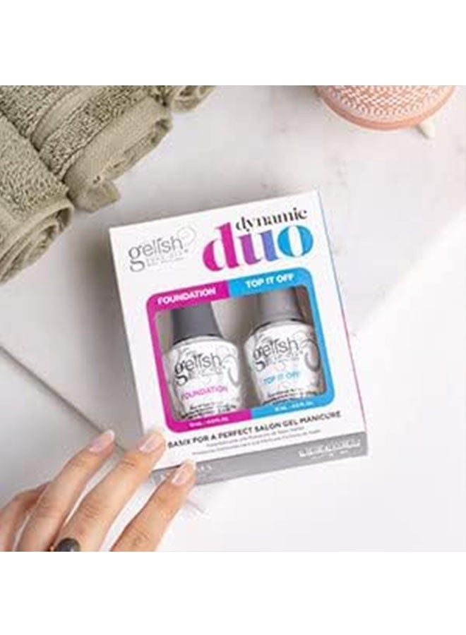 Gelish No Wipe Top Coat Base Coat Soak Off UV LED Drying Long Lasting Shiny Nail Varnish Set, UV/LED Drying, High Shine Finish and No Chips, Nail Polish Kit, Quick Dry Gel Varnish - Image 2