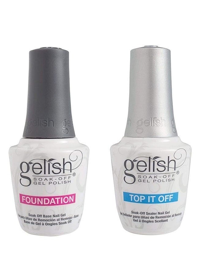 Gelish No Wipe Top Coat Base Coat Soak Off UV LED Drying Long Lasting Shiny Nail Varnish Set, UV/LED Drying, High Shine Finish and No Chips, Nail Polish Kit, Quick Dry Gel Varnish - Image 3