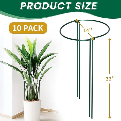 TCBWFY 14 Dx32 H Plant Supports Stakes for Large Heavy Plants10Pack Peony SupportsHeavy Duty 5mm Wire Peony CagesInterlock Garden Supports Ring Border SupportPlant Support Cage for Rose Flower - Image 3