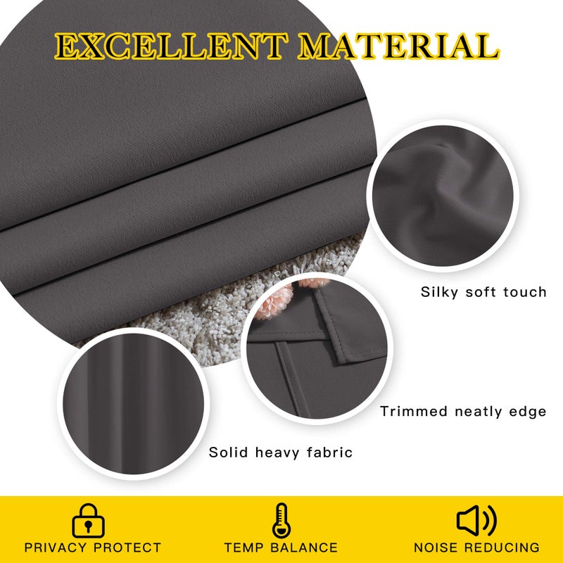 NICETOWN Gray Blackout Curtains for Bedroom 84 inches Long - Thermal Drapes Grommet Room Darkening Light Blocking Curtains Window Treatments for Living Room (2 Panels, W52 x L84, Grey) - Image 3