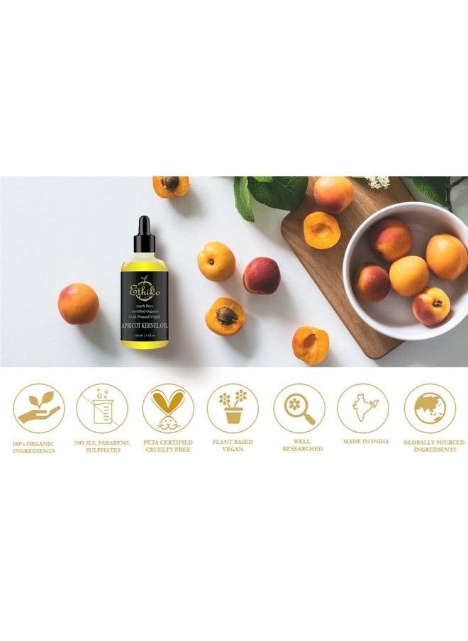 Cold Pressed Wild Harvested Apricot Kernel Oil/Gutti Ka Tel For Stretch Marks During Pregnancy And Skin Tightening Relieves Itching And Irritation 100% Natural With Vitamin E 100 Ml