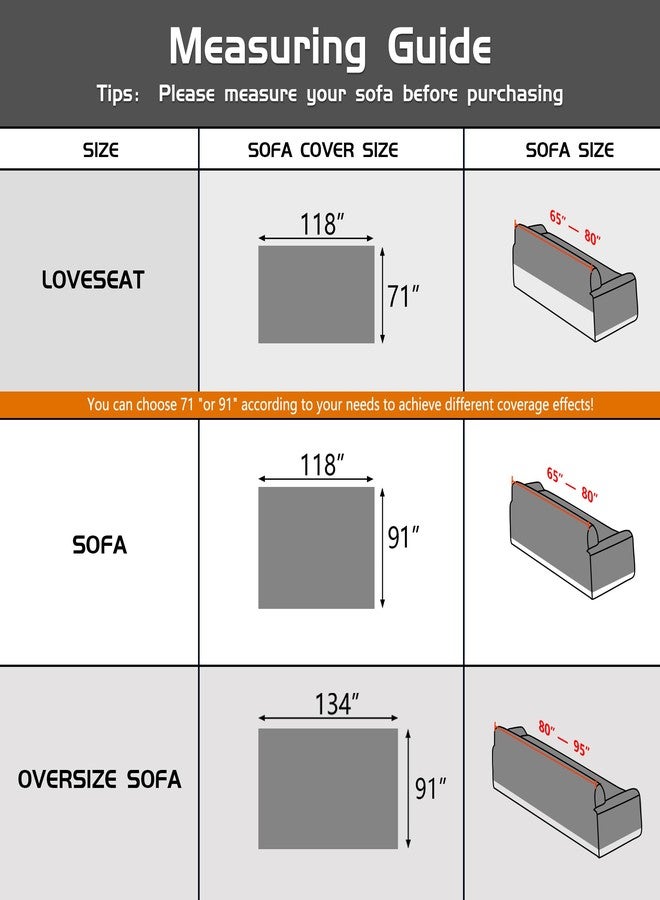 MEETSKY Black Sofa Covers Non Slip Couch Cover Sectional Sofa Covers for 2 Cushion Couch Sofa Slipcover Couch Covers for Pets Protector Furniture Covers, 71" x 118", Black - Image 3
