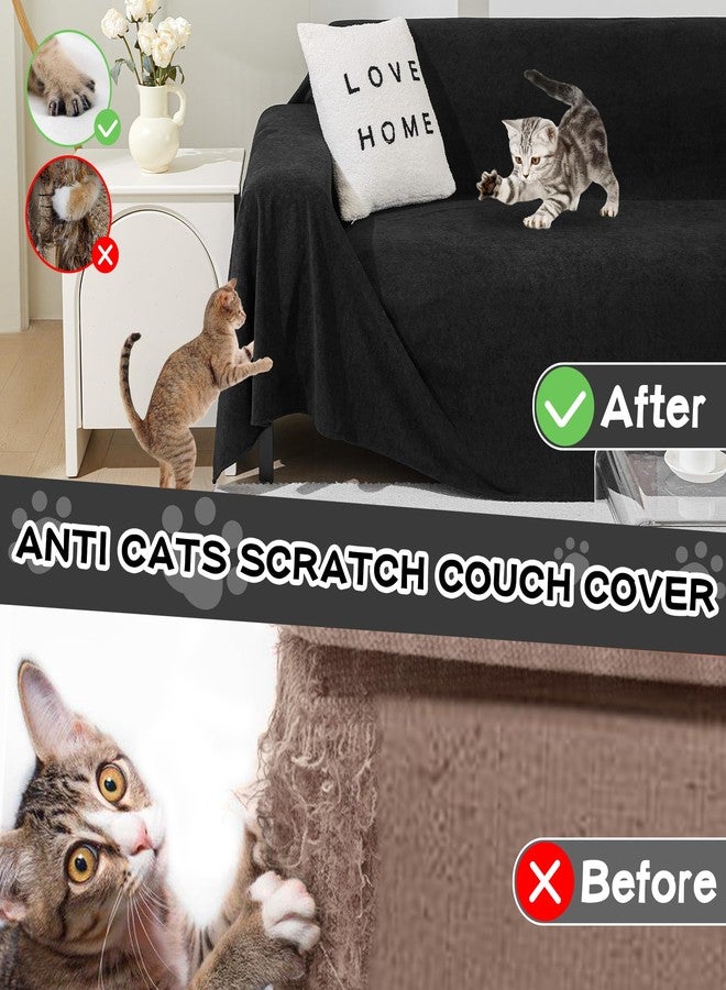 MEETSKY Black Sofa Covers Non Slip Couch Cover Sectional Sofa Covers for 2 Cushion Couch Sofa Slipcover Couch Covers for Pets Protector Furniture Covers, 71" x 118", Black - Image 2