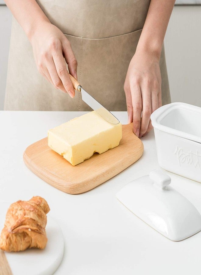 FE FUN ELEMENTS FE Butter Dish, 10 oz Ceramic Butter Keeper with Water Line, French Butter Dish with Lid for Countertop (White) - Image 5