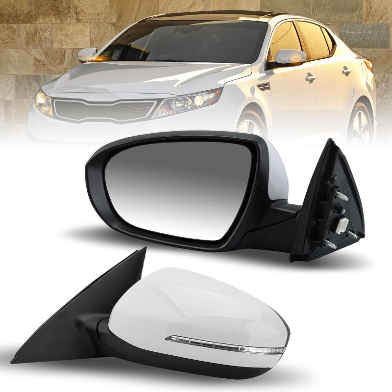 MOFOAP Driver Side Mirror Compatible with 2011 2012 2013 Kia Optima Mirrors with Turn Signal LightPower GlassManual FoldingReplace KI1320152 White 5 Pins