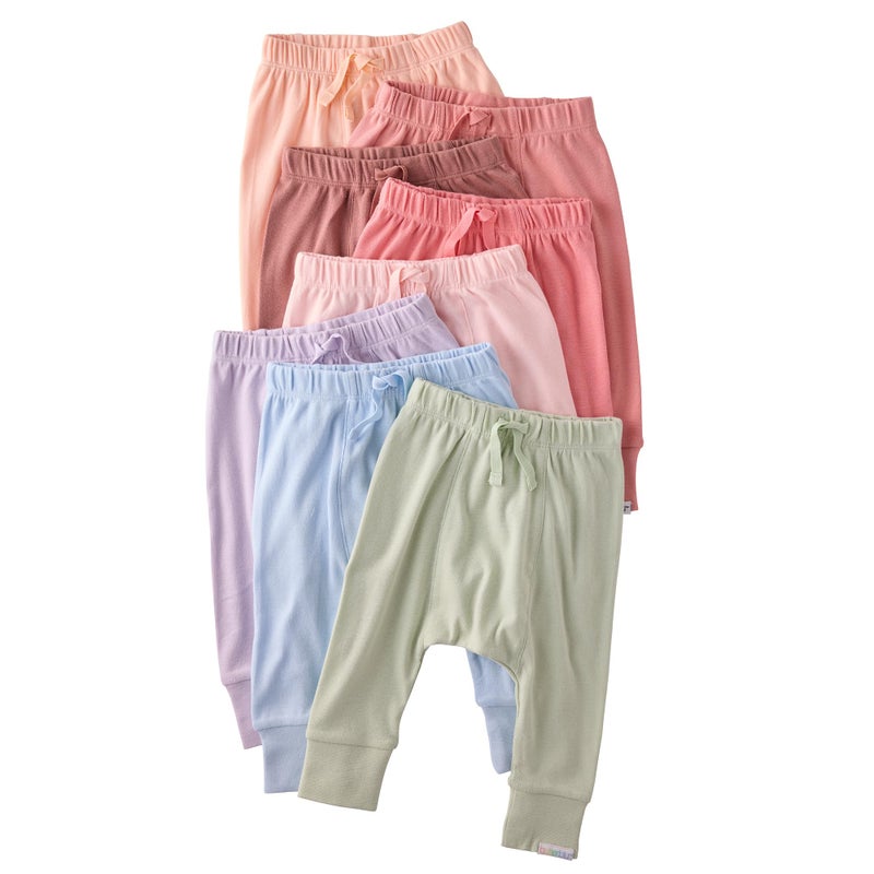 Butterblu Jordan 8-Pack Jogger Pants 100% Organic Cotton Bottoms for Boys & Girls, Sunset Haze Rainbow, 24 Months - Image 1