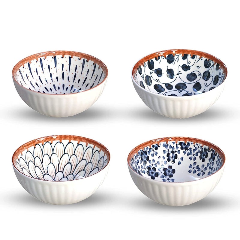 Agabani Ceramic Bowls Colorful Dessert Bowls for Kitchen Stackable Snack Bowls for Ice Cream Rice Condiments Side Dishes Yogurt Microwave Dishwasher Safe Bowl Set of 4 - Image 1
