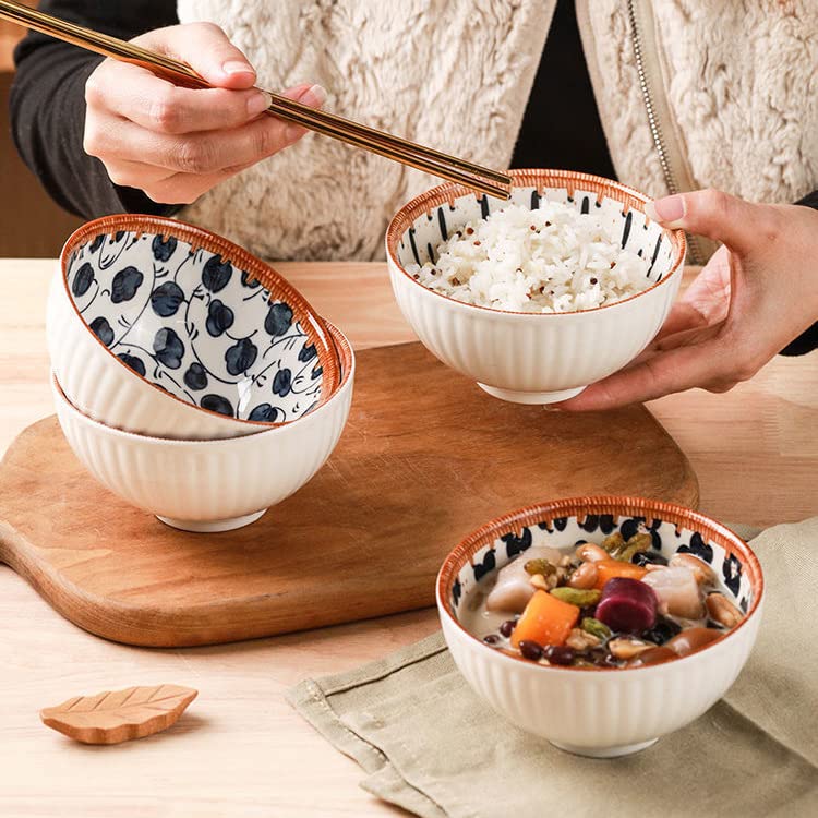 Agabani Ceramic Bowls Colorful Dessert Bowls for Kitchen Stackable Snack Bowls for Ice Cream Rice Condiments Side Dishes Yogurt Microwave Dishwasher Safe Bowl Set of 4 - Image 2