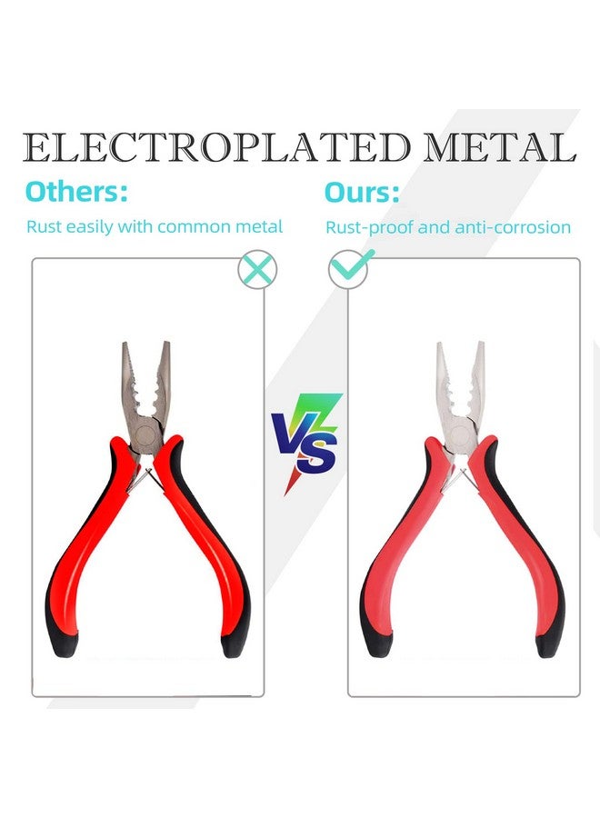 Neitsi Hair Extensions Pliers,1Pcs 3 Holes Mini Microlinks Pliers,Hair Extensions Tools,Micro Links Opener And Removal Tool For Micro Nano Rings Beads Extensions Or Feather Extensions,Red - Image 2