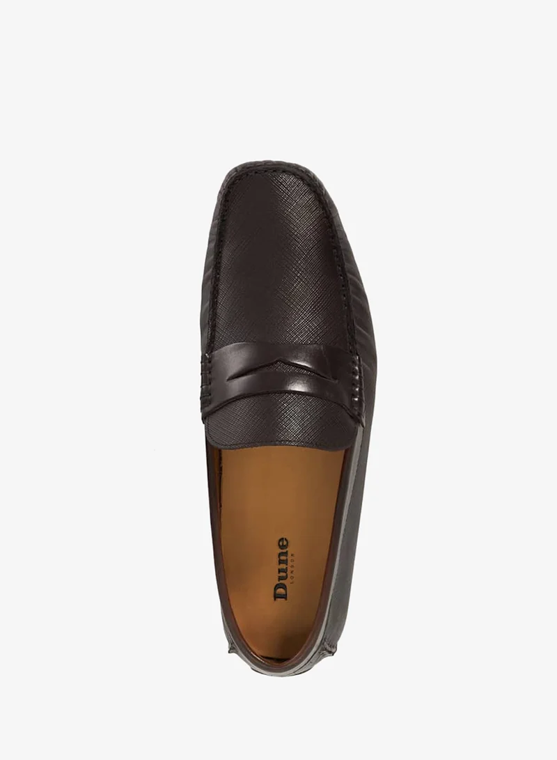 Dune London Dark Brown BRAVERRY Textured Formal Loafers for Men | Best Price UAE