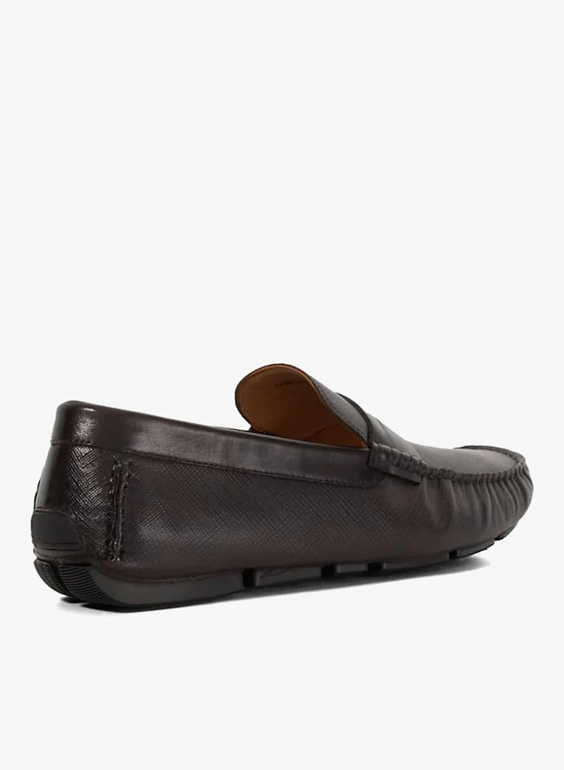 Dune London Dark Brown BRAVERRY Textured Formal Loafers for Men | Best Price UAE