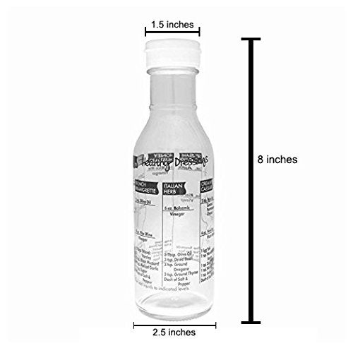 Cuisinox Glass Salad Dressing Shaker Bottle, 8" x 2.5" - Image 2